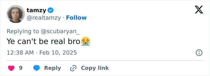 Tweet about Kanye West's Super Bowl ad, with a user expressing disbelief with a crying emoji.