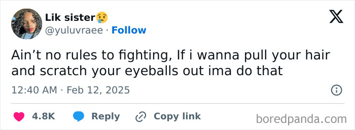 Tweet humorously celebrating Black culture with text on fighting rules.