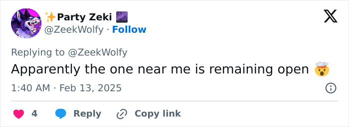 Tweet about Joann, Fabric and Craft retailer store remaining open, with user interactions shown.