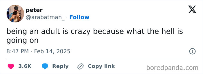 A humorous adulthood tweet expressing confusion about adult life.