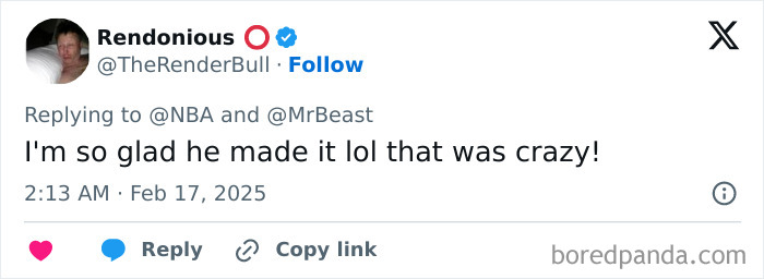 Tweet reacting to a college student winning a $100K shooting challenge against NBA star Dame Lillard. Tweet reacting to a college student winning a $100K shooting challenge against NBA star Dame Lillard.