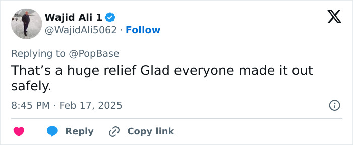 Tweet reacting to Delta Airlines crash landing, expressing relief everyone is safe. Tweet reacting to Delta Airlines crash landing, expressing relief everyone is safe.