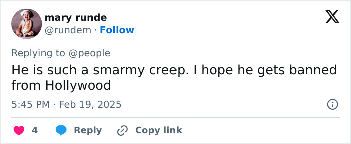 A tweet criticizing Justin Baldoni, expressing negative opinions about his Hollywood career. A tweet criticizing Justin Baldoni, expressing negative opinions about his Hollywood career.