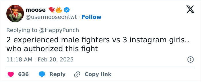 Controversial MMA fight tweet questioning the matchup between two men and three women, sparking outrage online. Controversial MMA fight tweet questioning the matchup between two men and three women, sparking outrage online.