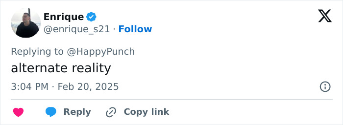 Tweet by Enrique saying "alternate reality" in response to controversial MMA fight. Tweet by Enrique saying "alternate reality" in response to controversial MMA fight.