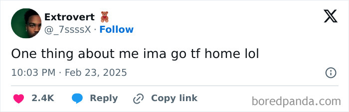 Tweet celebrating Black culture with humorous text about going home.
