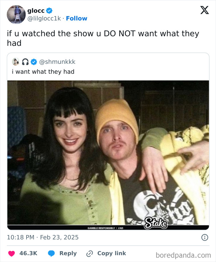 Two actors posing, referenced in a tweet celebrating black culture through a humorous TV show meme.