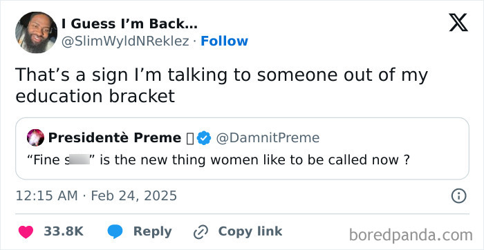 Tweet humorously discusses differences in education within Black culture.