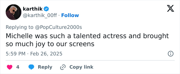 Tweet mentioning Michelle Trachtenberg as a talented actress, expressing admiration and joy she brought to screens. Tweet mentioning Michelle Trachtenberg as a talented actress, expressing admiration and joy she brought to screens.