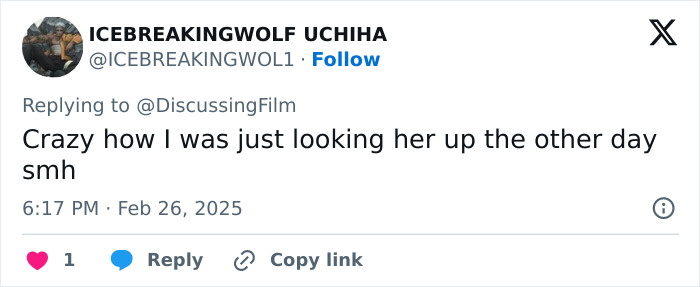 Tweet reacting to the passing of Michelle Trachtenberg, discussing recent online search interest.