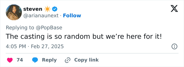 Tweet expressing excitement about casting; relates to Shrek 5 animation style.