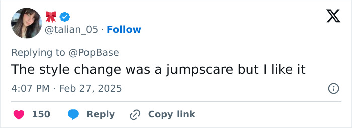 Tweet reaction to Shrek 5's animation style change, noting it as a "jumpscare," yet positively received.
