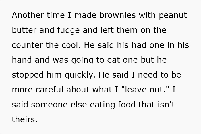 Text about a situation where a roommate is blamed for leaving out brownies with allergens, related to a 7-year-old child's reaction.