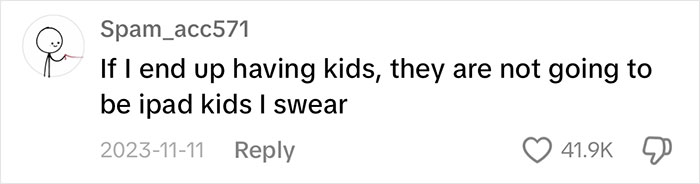 Text comment discussing the concept of "iPad kids" with engagement statistics displayed.