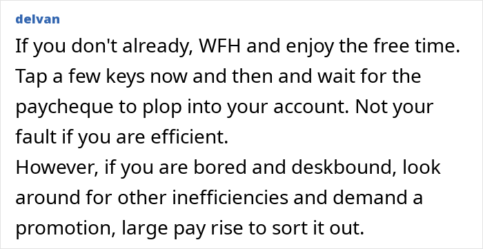 Text on screen discussing work-from-home efficiency and job automation.