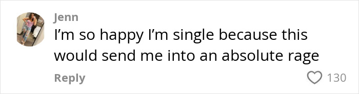 Comment on viral shower video evokes strong emotions; user expresses relief at being single.