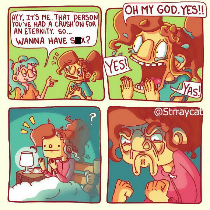 Comedic comic strip with surprising ending, featuring colorful characters and humorous twist.