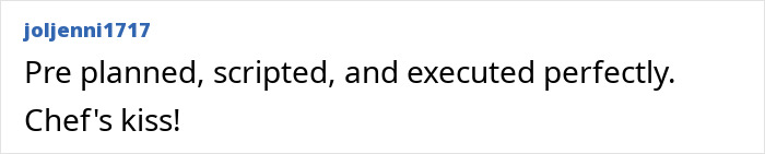 Comment praising a viral woman's act of "malicious compliance. Comment praising a viral woman's act of "malicious compliance.