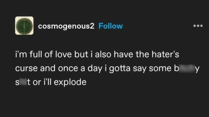 Text meme expressing a mix of love and frustration, highlighting mental health humor.