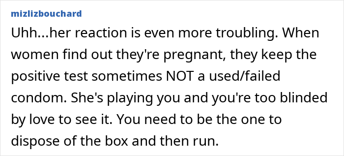 Text suggesting a creepy box in a girlfriend's wardrobe causes relationship doubts.