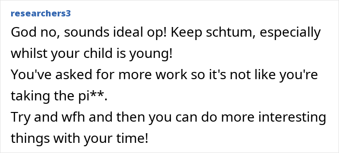 Text comment discussing job automation benefits and work-life balance.