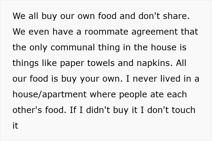 Roommate expresses frustration over food boundaries due to an allergic child's consumption.