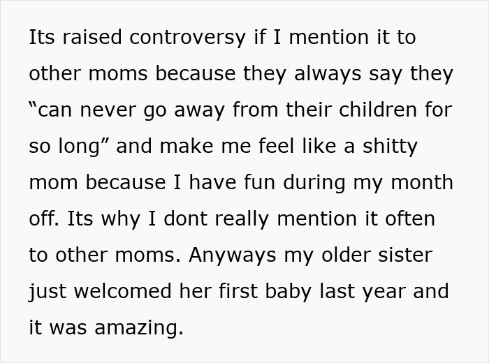 Text about feeling judged as a mom and a sister's new baby, related to ungrateful sibling issues. Text about feeling judged as a mom and a sister's new baby, related to ungrateful sibling issues.