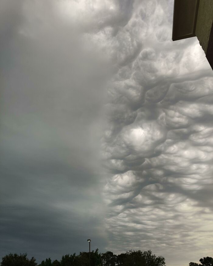 Bizarre cloud formations create an interesting sky view, showcasing nature's unique display.
