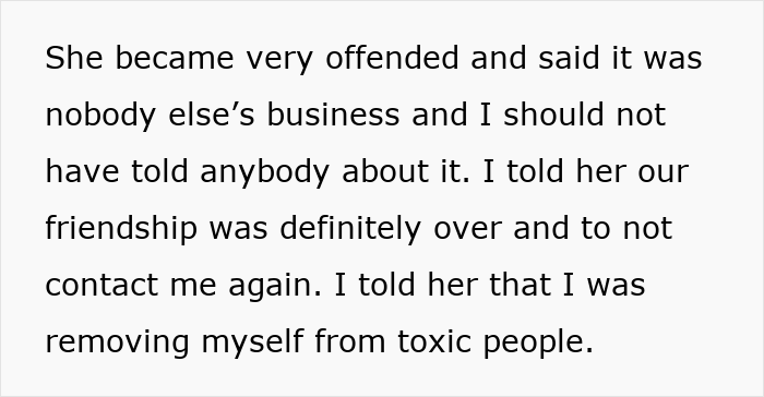Text reveals a conversation about ending a toxic friendship after a woman laughed off breaking into a friend's house.