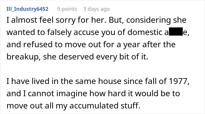Reddit comment discussing a situation where someone planned a petty revenge to teach a toxic girlfriend a lesson.