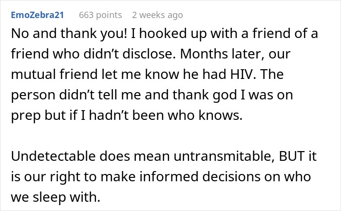 Social media post about HIV status disclosure and informed consent in relationships. Social media post about HIV status disclosure and informed consent in relationships.