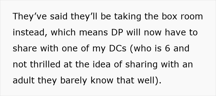 Text about someone taking a box room and sharing room discomfort during a trip. Text about someone taking a box room and sharing room discomfort during a trip.