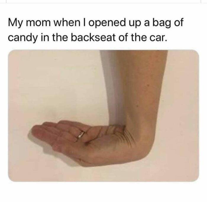 Hand positioned as if asking for candy, humorous meme for daily positivity.