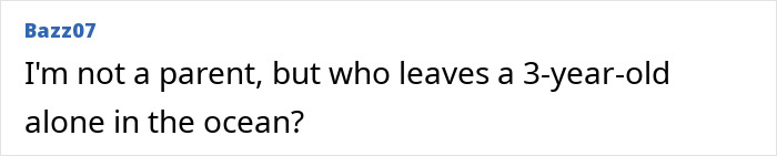 Comment questioning parenting after lifeguard incident.