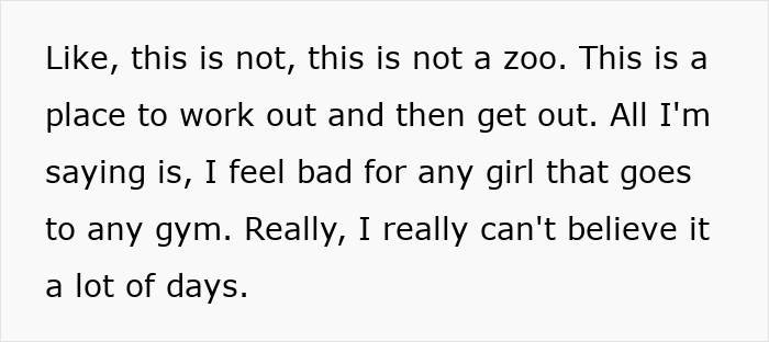 Text highlighting concerns about gym culture and treatment of women. Text highlighting concerns about gym culture and treatment of women.
