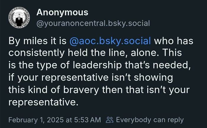 Anonymous tweet praising leadership and bravery, showcasing the courage to tweet what others could not.