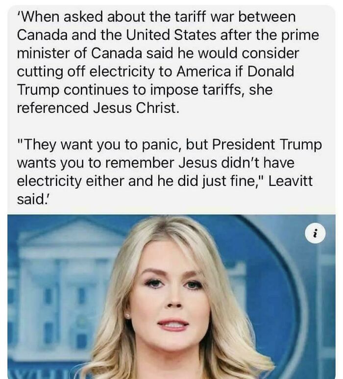 Woman at podium discussing tariffs, mentioning Jesus in a statement, illustrating a common sense facepalm moment in America.