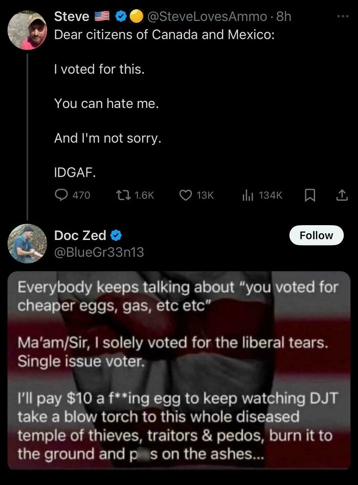 Screenshot of a Twitter exchange highlighting facepalm moments that prove common sense isn’t common in America.