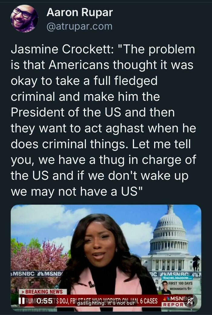 Tweet showing courage to speak truth about US leadership, highlighting bold opinions in powerful social media posts.