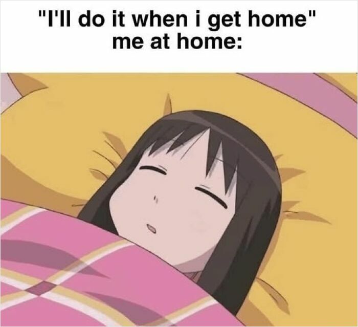 Anime character sleeping humorously; perfect example of funny silly Facebook memes.
