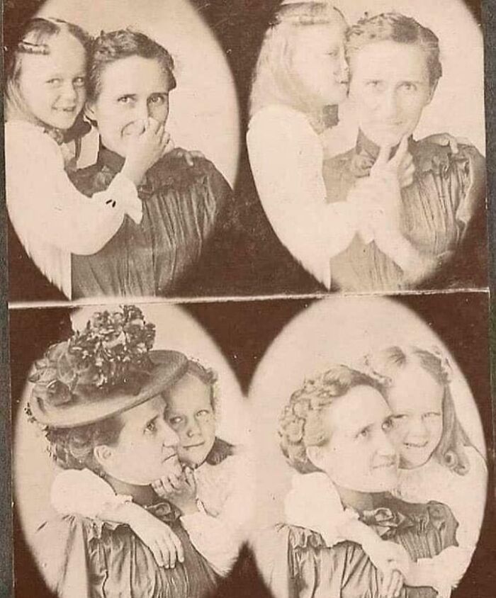 A Mother And Daughter Hamming It Up For The Camera, Ca 1900