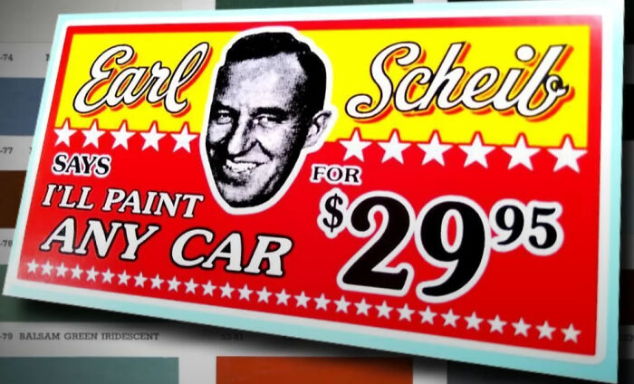 Retro Earl Scheib ad featuring affordable car painting price of $29.95, evokes nostalgia and feeling old.