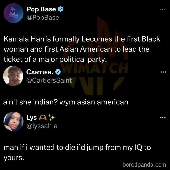 Social media exchange showcasing people using words sharply in a discussion.