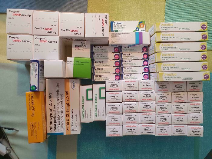 Various medication boxes neatly arranged on a colorful surface, showcasing mildly interesting pharmaceutical packaging.