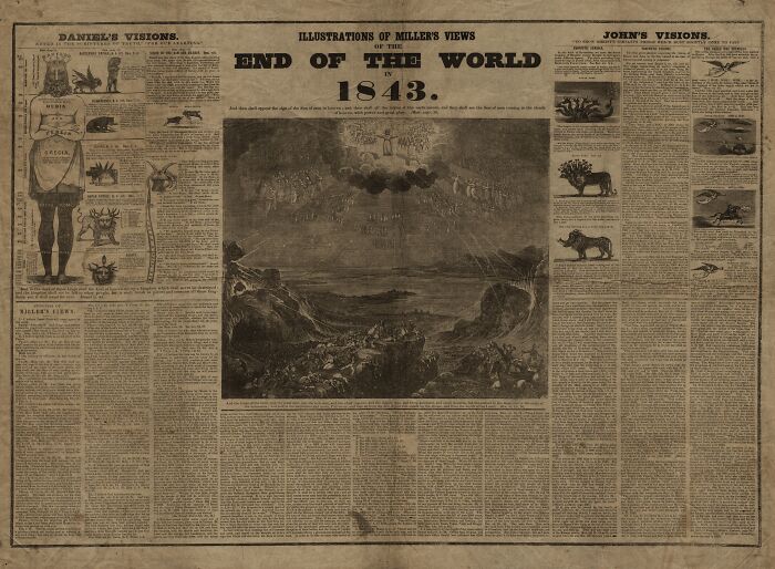 Historical newspaper predicting the world ending in 1843, highlighting past future-predictions aged bad.