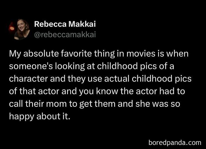A meme about actors using real childhood photos, highlighting a humorously relatable moment for millennials.