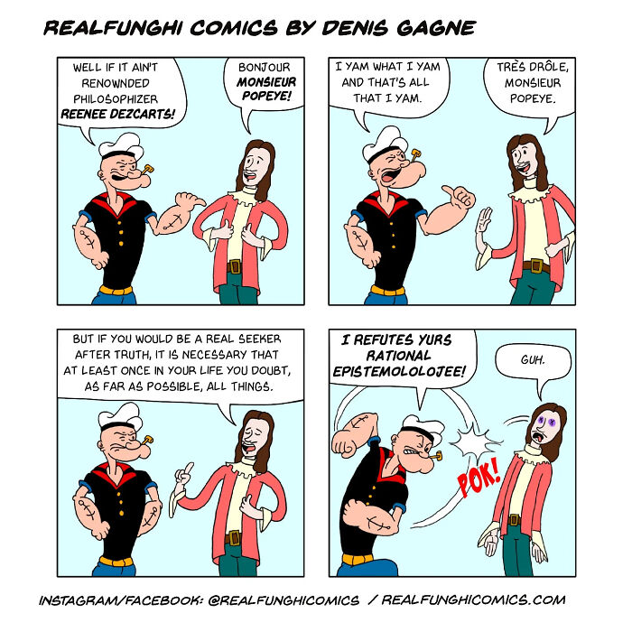 Absurd comic by Dennis Gagne featuring a humorous interaction between cartoon characters.