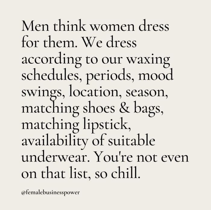 Text about fashion choices challenging misogynists' views on women's dress decisions.