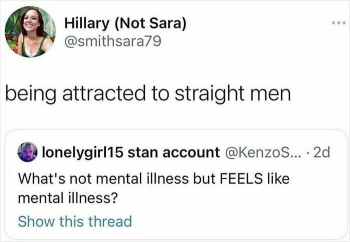 Tweet about the challenges of Tinder dating in your 30s with a humorous take on attraction to straight men.