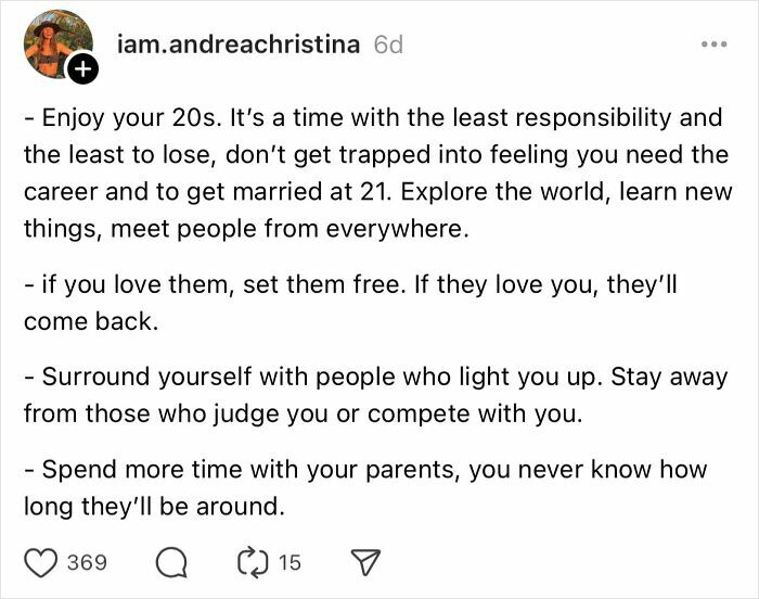 Advice from women over 30 on life mistakes; focus on freedom, supportive relationships, and family time.